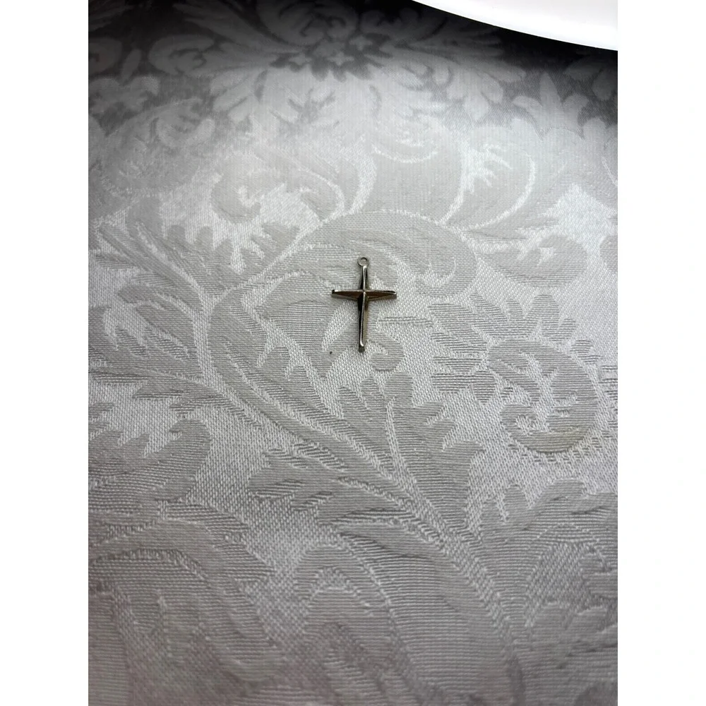 Silver unmarked Diamond Cut & 12K Gold Filled Tapered Cross Pendant Set